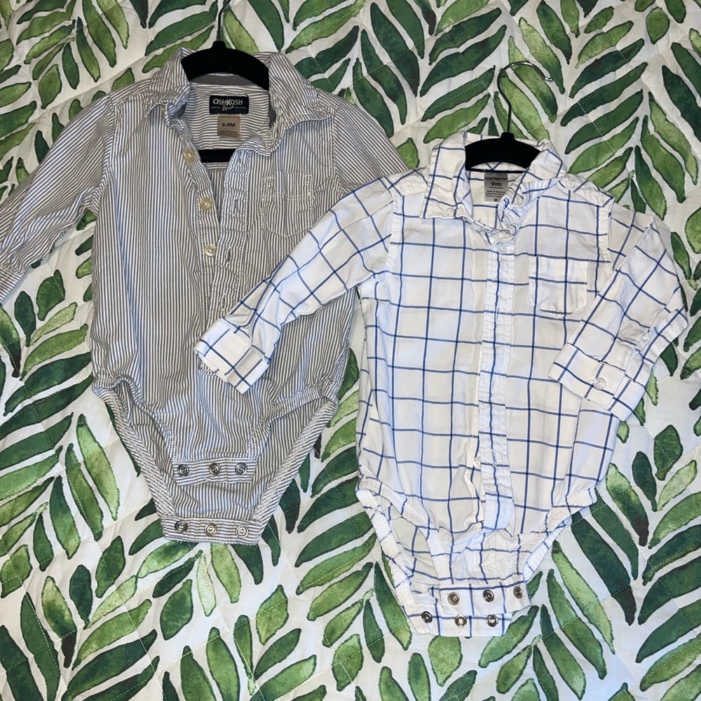 Baby boys long sleeve collard bodysuits